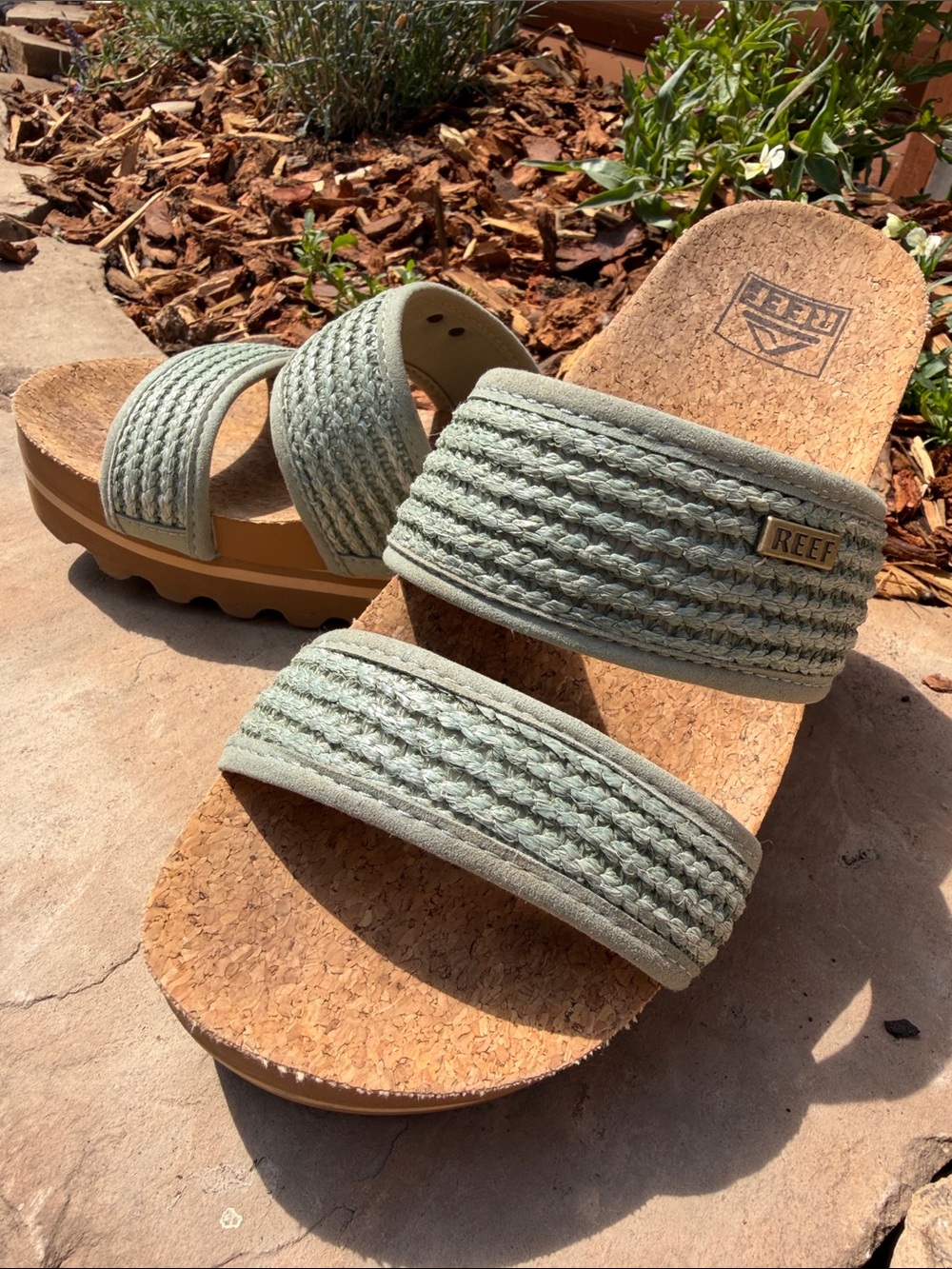 Reef Double-Strap Slide Sandals - Light Sage